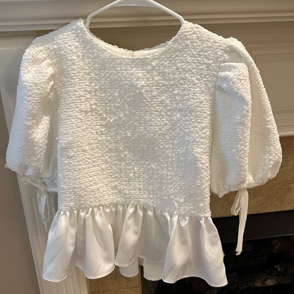 English Factory Textured Peplum Top - Picture 3 of 11